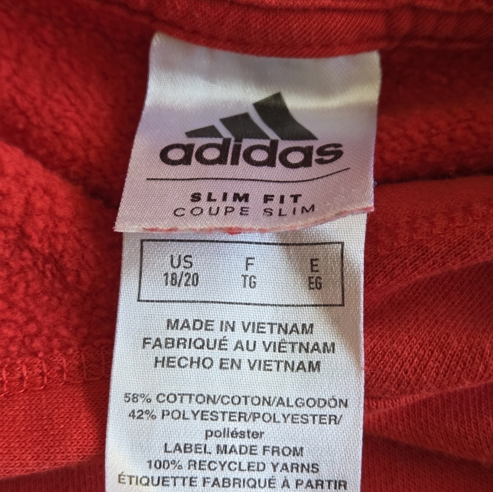 Adidas Youth Red Hoodie Sweater - Picture 4 of 5